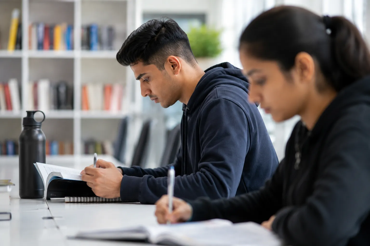 University students using laptops and digital tablet, working together